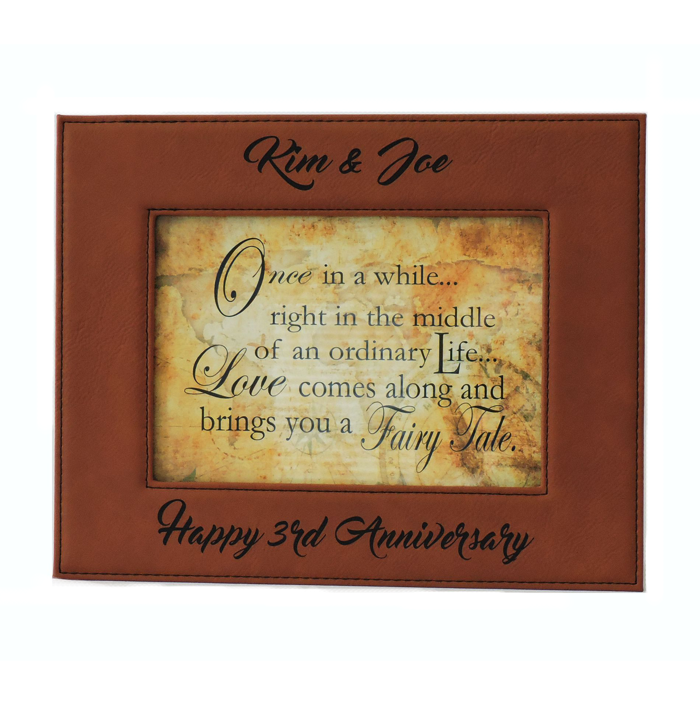 Leather Frame Personalized, Custom Anniversary Photo Frame