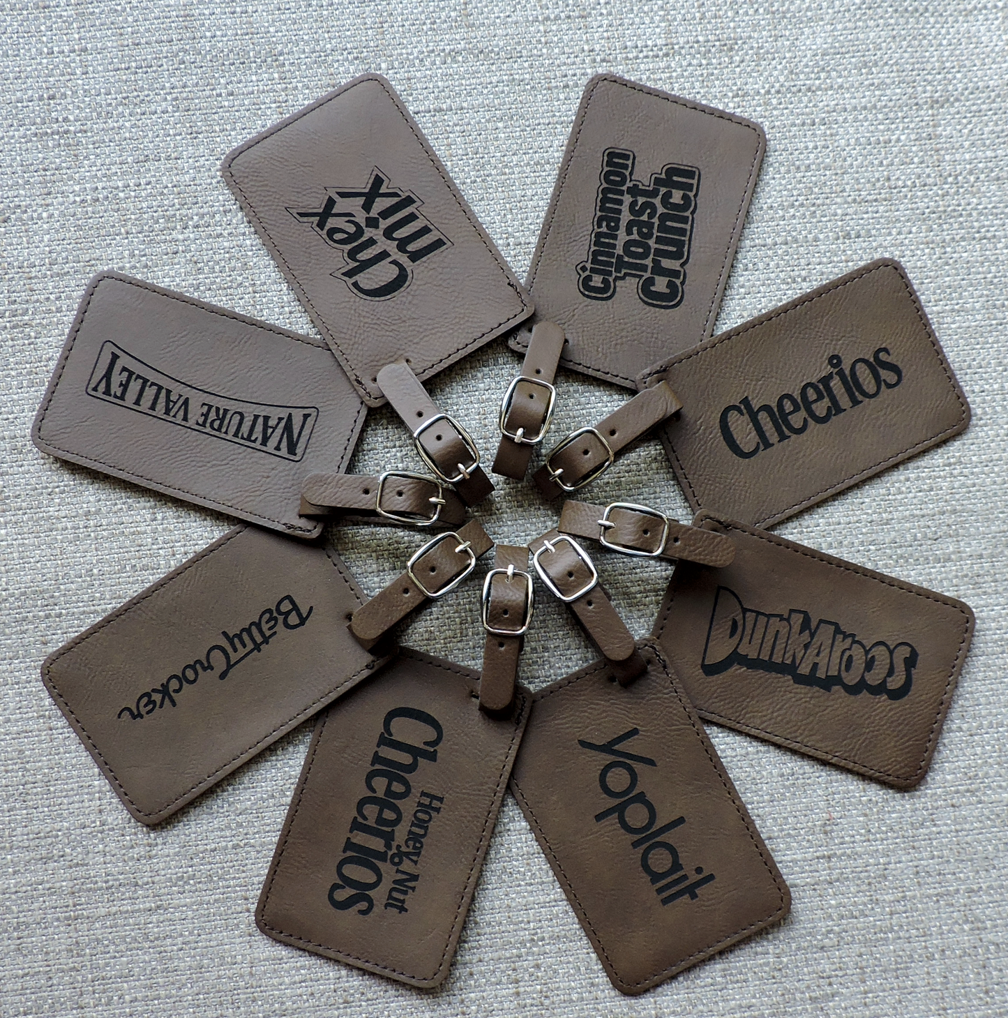 Rawhide Logo on Luggage Tags, Bag Tags engraved with Company Logo, Business logo etched into Bag Tags