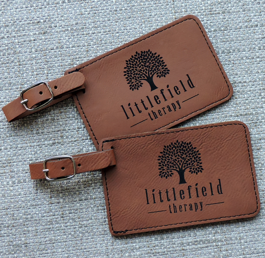 Custom Luggage Tags with Company Branding Logo, Bag Tags engraved with Company Logo, Business logo etched into Bag Tags
