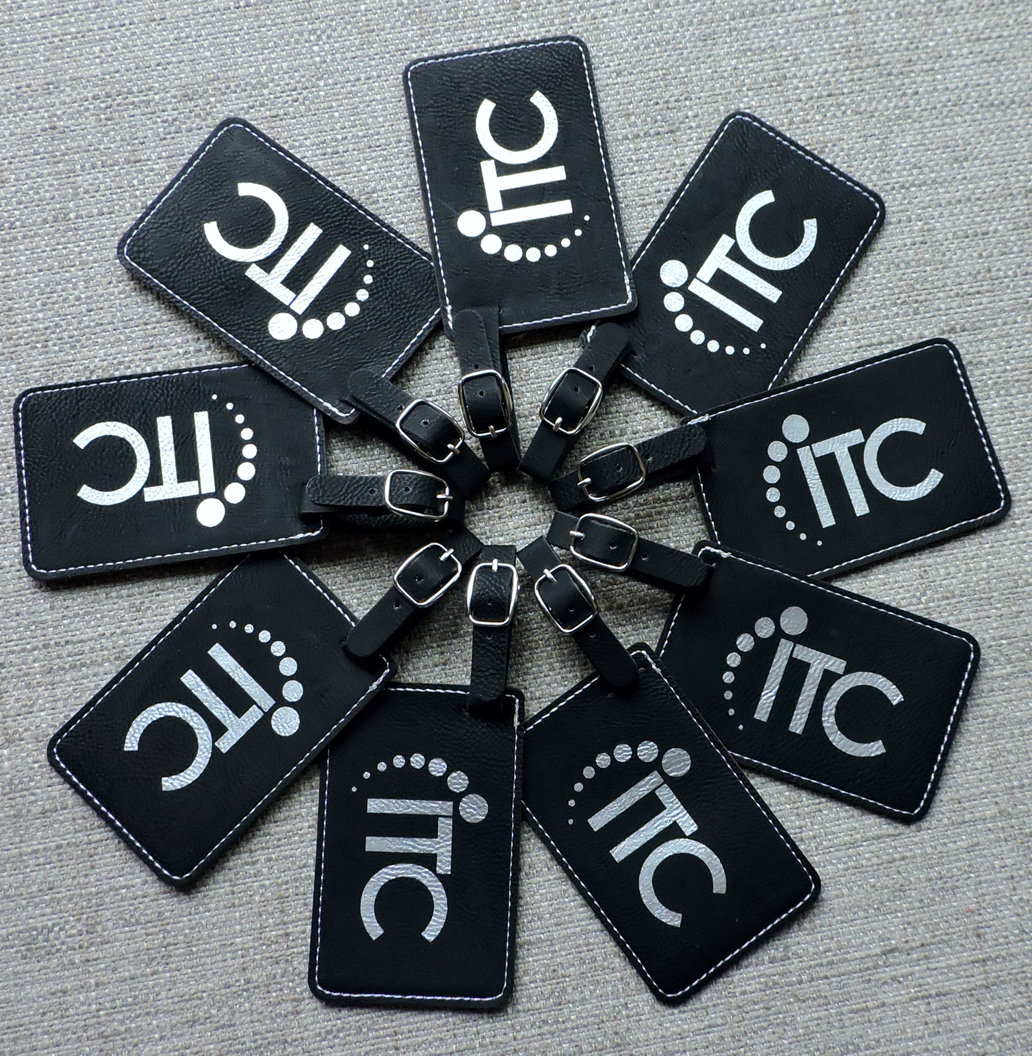 Rawhide Logo on Luggage Tags, Bag Tags engraved with Company Logo, Business logo etched into Bag Tags