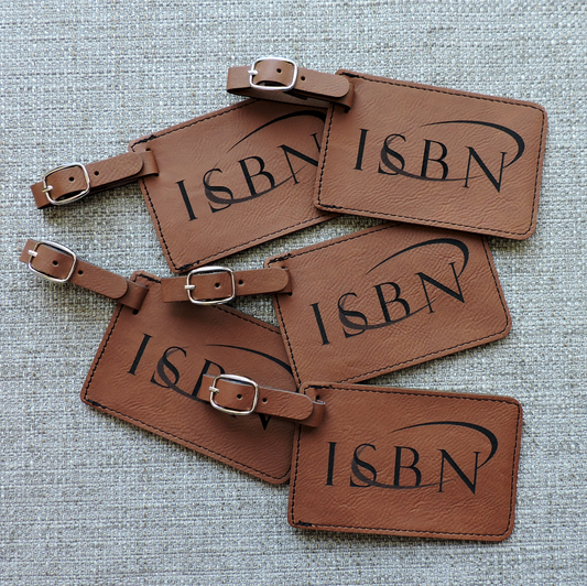 Logo on Luggage Tags, Bag Tags engraved with Company Logo, Business logo etched into Bag Tags