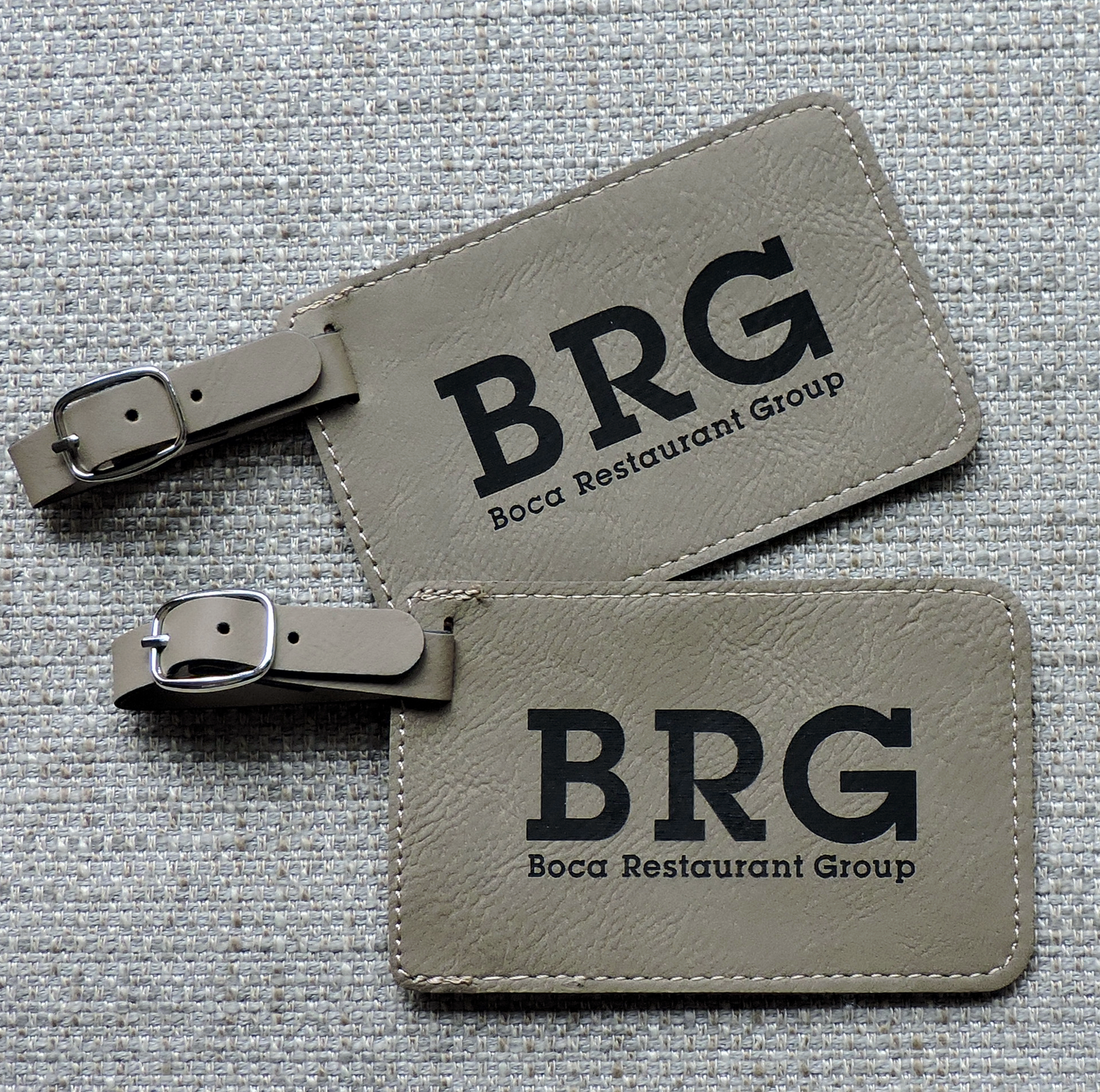 Rawhide Logo on Luggage Tags, Bag Tags engraved with Company Logo, Business logo etched into Bag Tags
