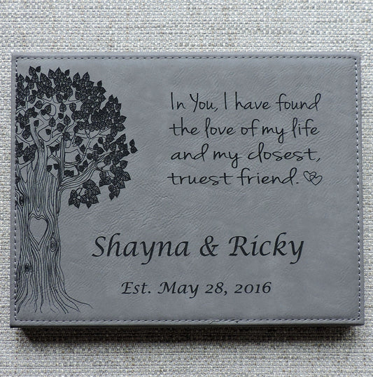 Leather Anniversary Gift , anniversary Personalized Plaque- Love of My Life- Always & Forever