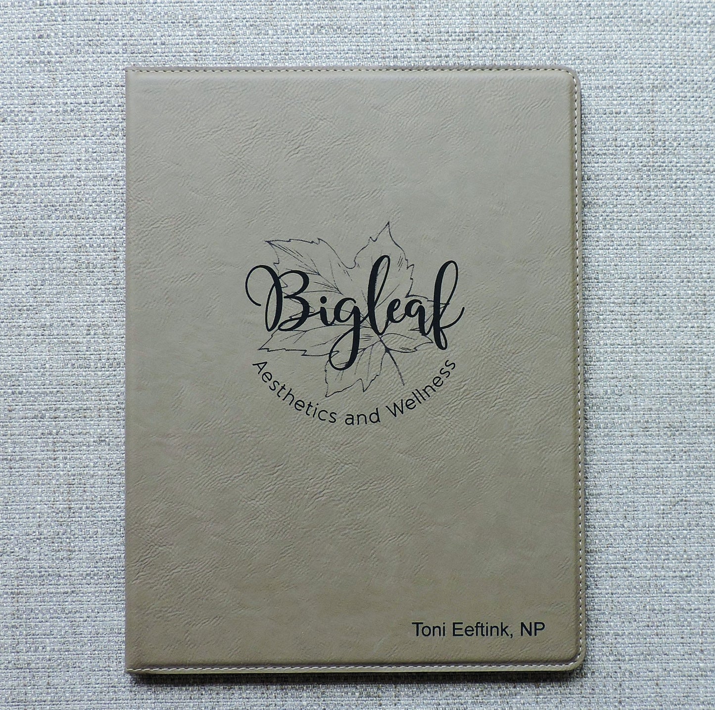 Beige Folio, Tan Portfolio with Logo embossed, Light Brown Padfolio Engraved