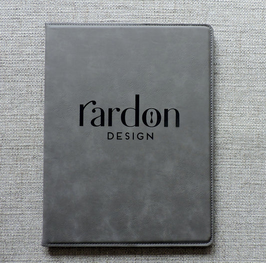 Gray Leather Portfolio with Business Logo, Corporate Gift, Company Logo,  Personalized Logo Padfolio Folio