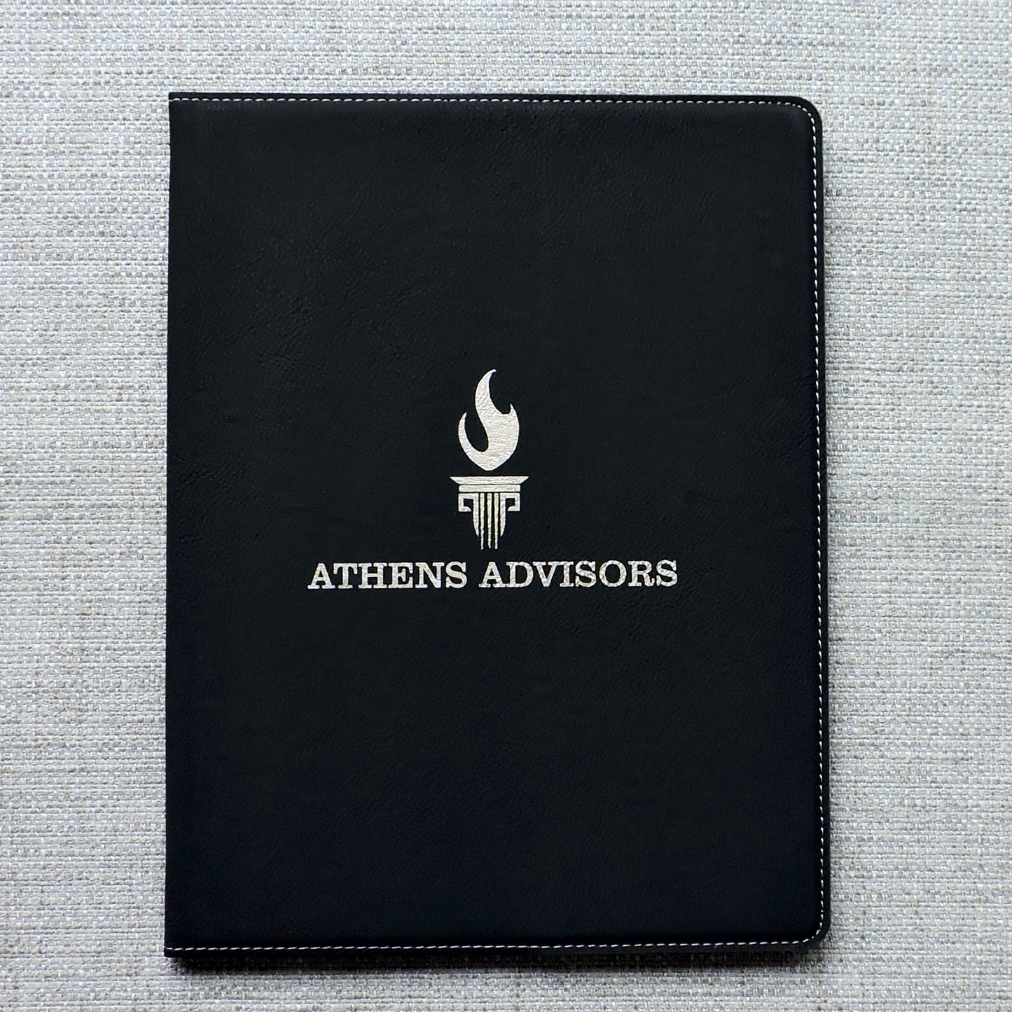 Gray Leather Portfolio with Business Logo, Corporate Gift, Company Logo,  Personalized Logo Padfolio Folio