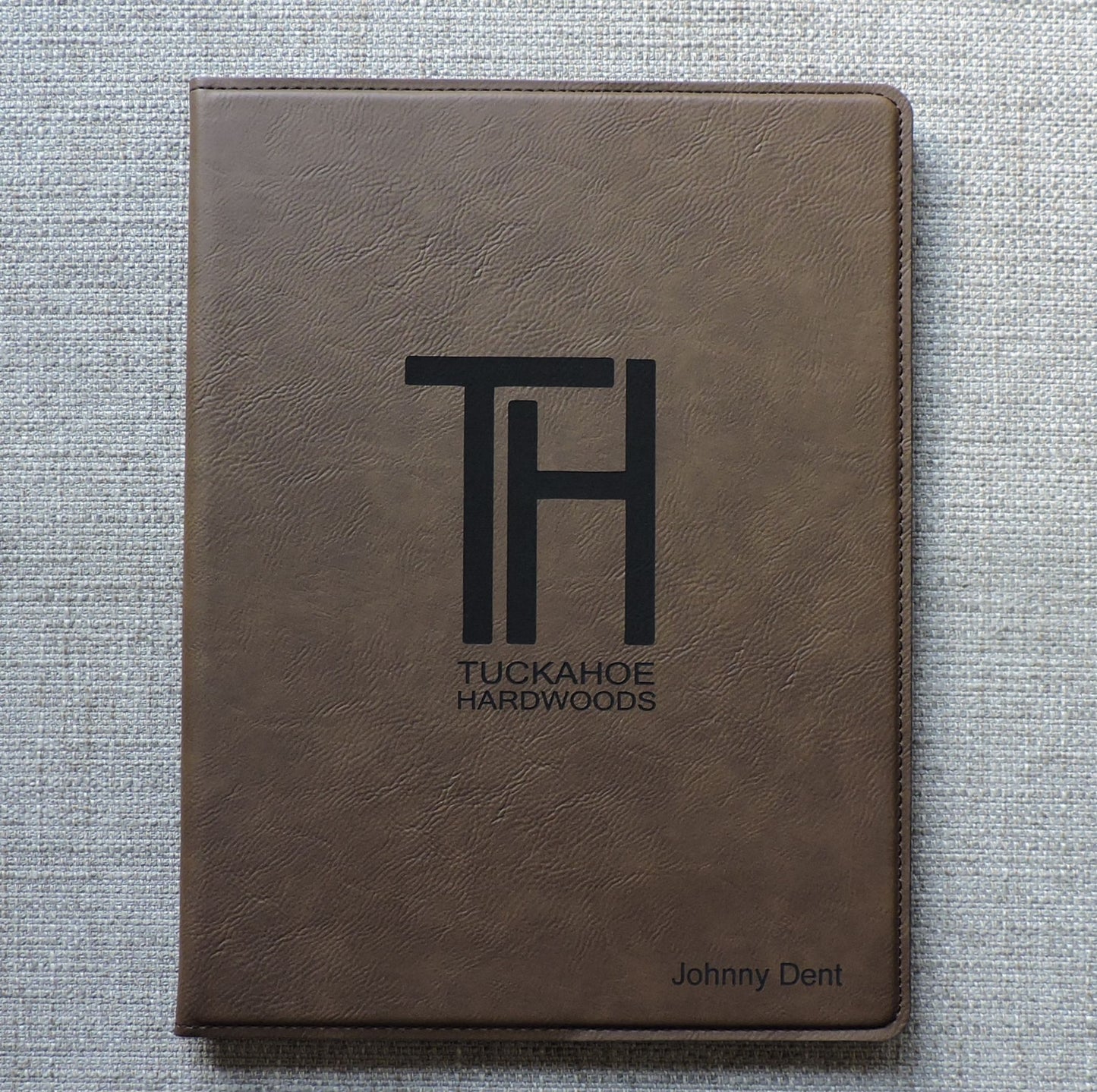 Brown Leather Notebook Portfolio with LOGO engraved, Folio Customized with Logo embossed, Personalized Padfolio