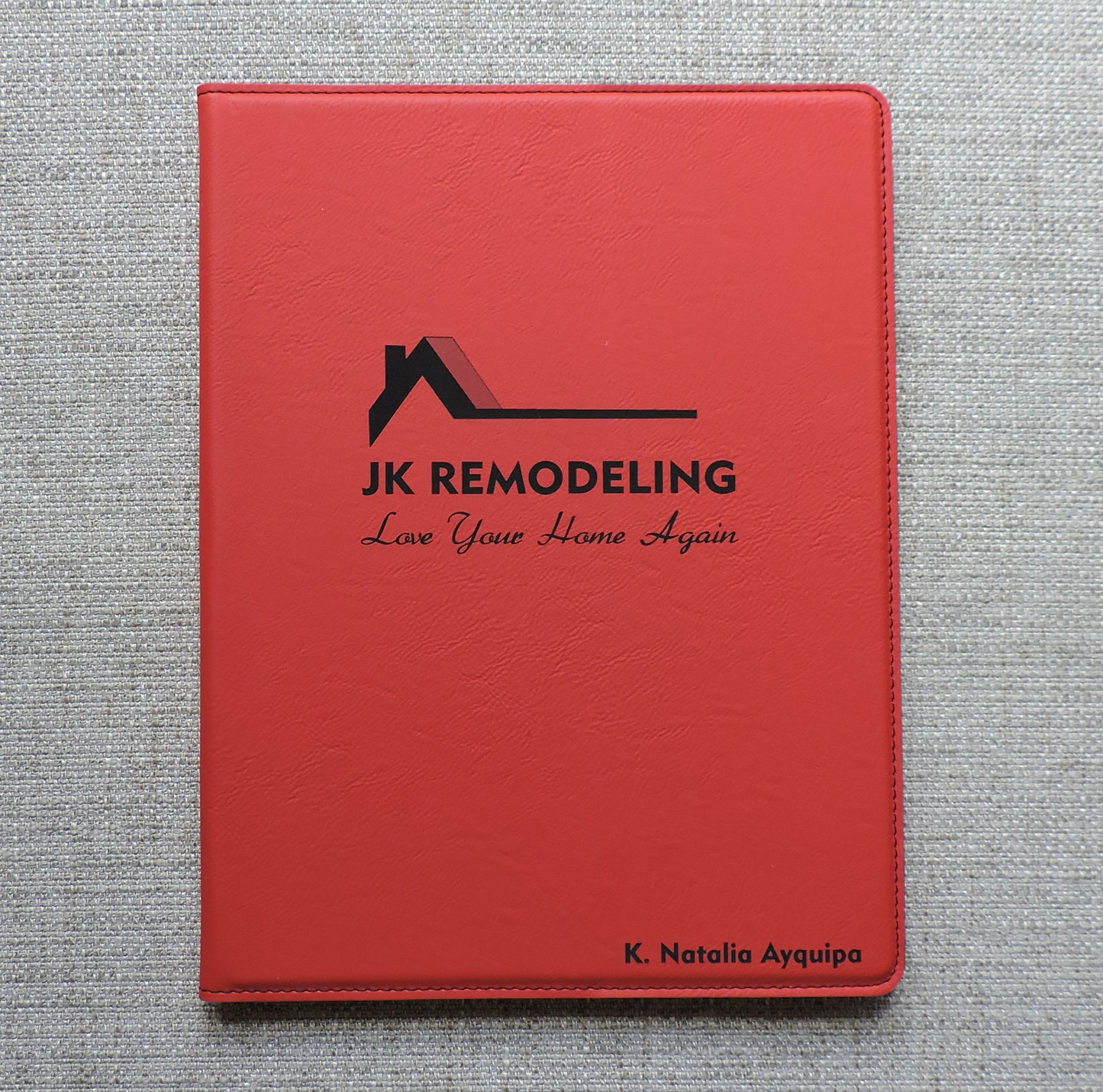 Red Leather  Portfolio with Logo, Corporate Gift, Business Logo on Folio,  Personalized Logo Padfolio