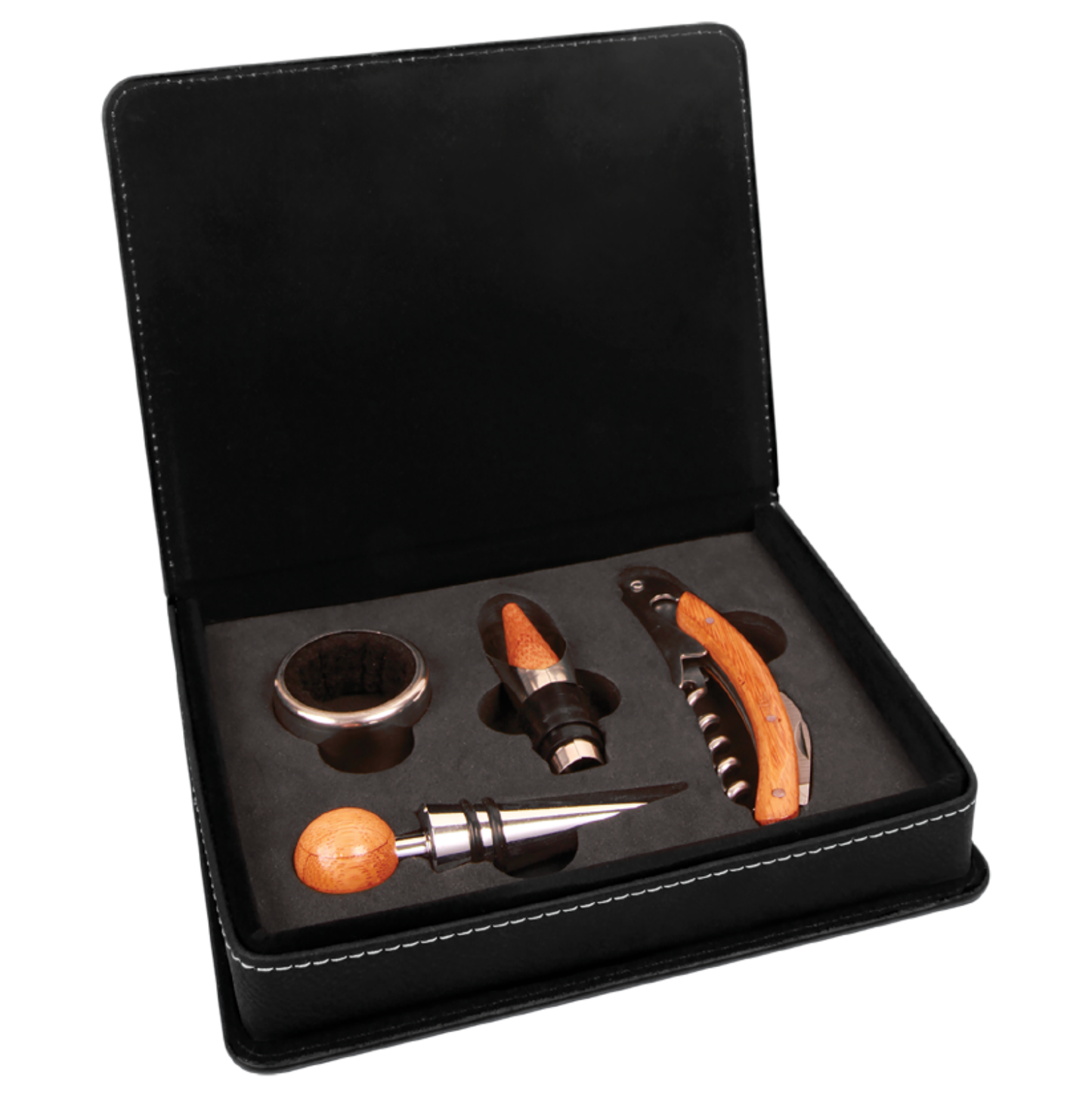 Wine Tool Set with Logo , Wine Key and wine stopper, Your Logo engraved into Wine gift box